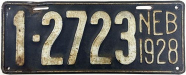 Nebraska Vintage Plate 1928 license plate design