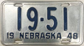Nebraska Vintage Plate 1948 license plate design