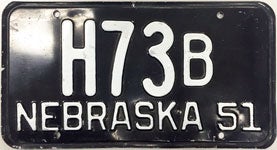 Nebraska Vintage Plate 1951 license plate design