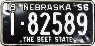 Nebraska Vintage Plate 1956 license plate design