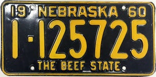 Nebraska Vintage Plate 1960 license plate design