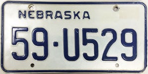 Nebraska 1984-1986 license plate design