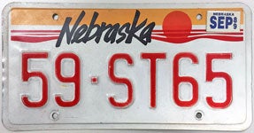 Nebraska 1987-1989 license plate design