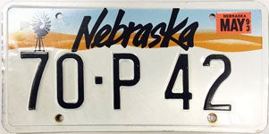 Nebraska 1990-1992 license plate design