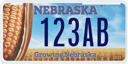 Corn Growers plate, a Nebraska specialty design.