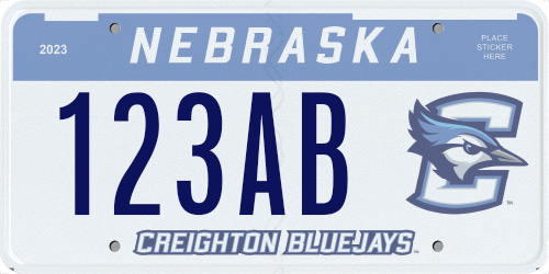 Creighton plate, a Nebraska collegiate design.