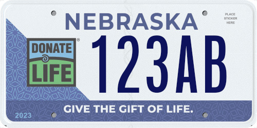 Nebraska Donate Life license plate design