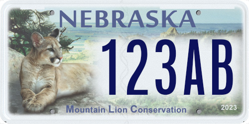Nebraska Mountain Lion wildlife conservation plate