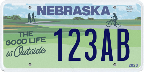 Good Life plate, a Nebraska specialty design.