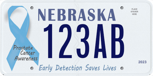 Nebraska Prostate Cancer Awareness license plate design