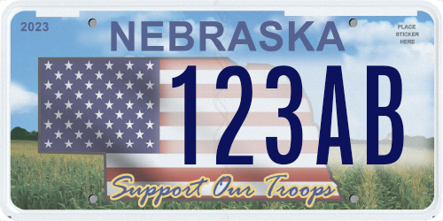 Nebraska Support Our Troops specialty plate design
