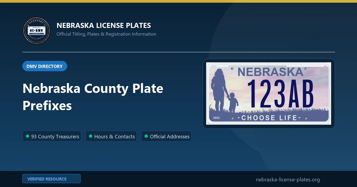 Nebraska County Plate Prefixes