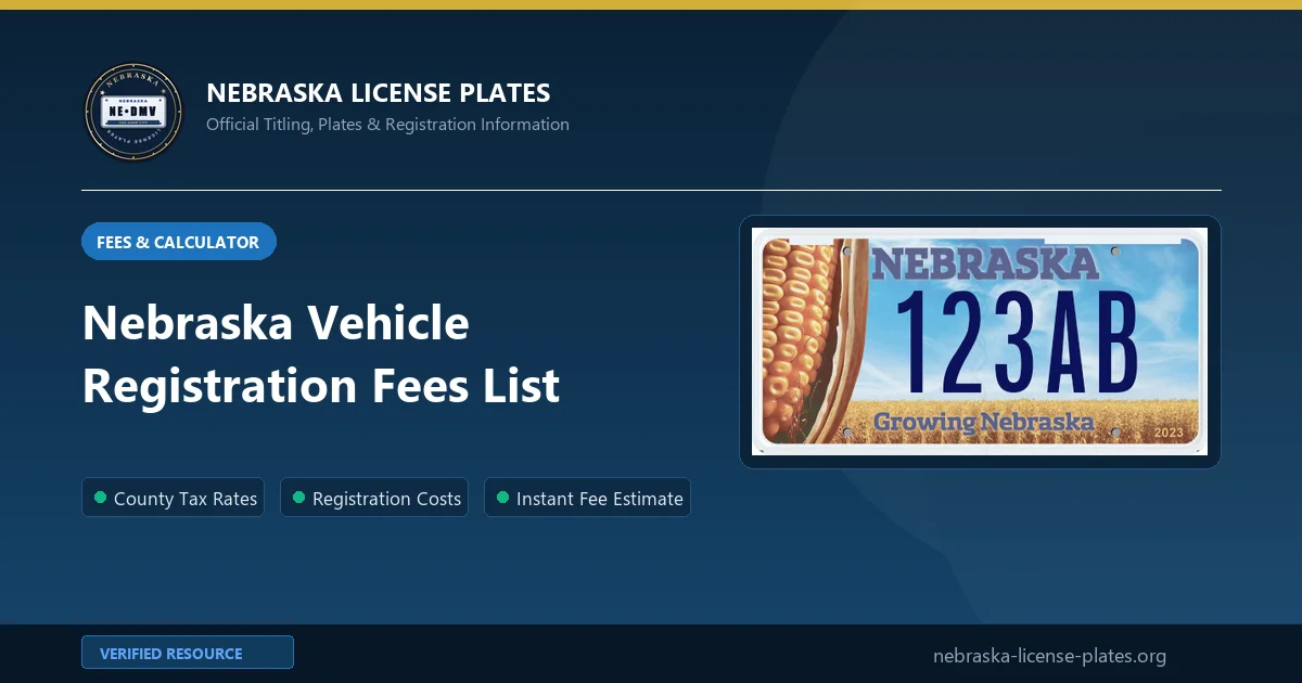 Nebraska Vehicle Registration Fees List