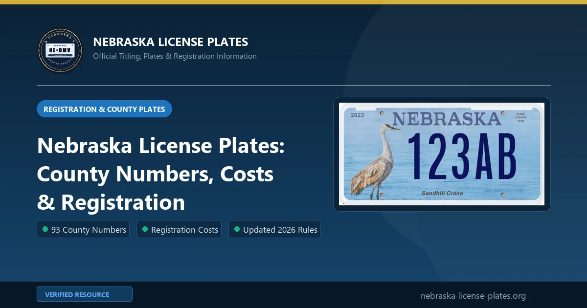 Nebraska License Plates: County Numbers, Costs & Registration