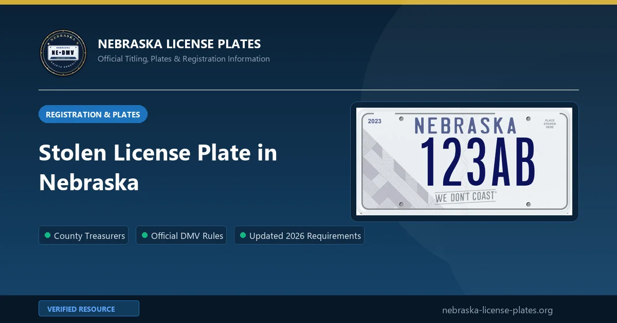 Stolen License Plate in Nebraska